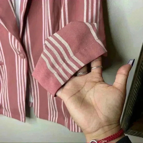 Torrid DUSTY ROSE STRIPE LONGLINE BOYFRIEND BLAZER Sz 3 - Picture 3 of 7